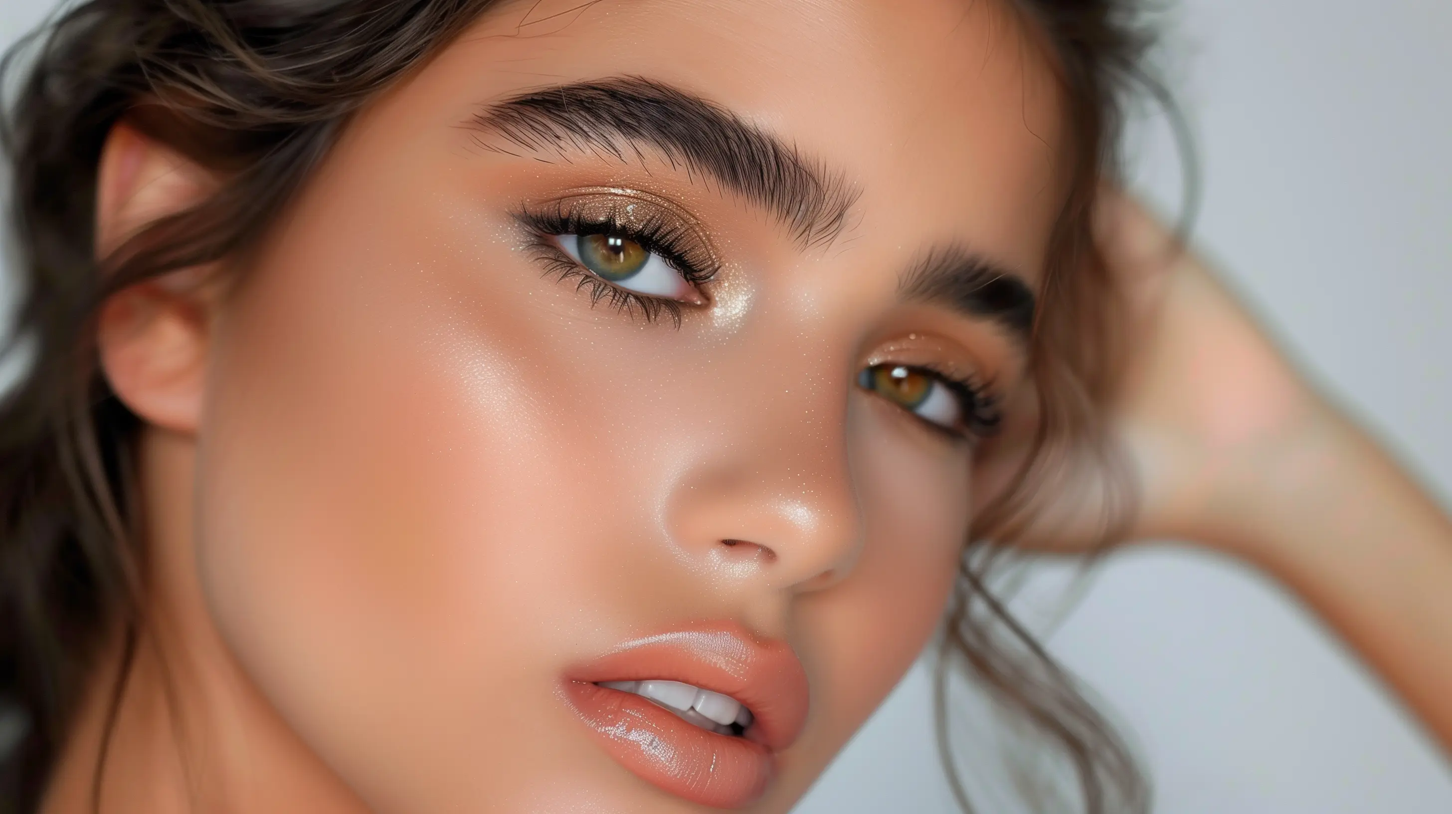 ojos maquillaje con brillo quince