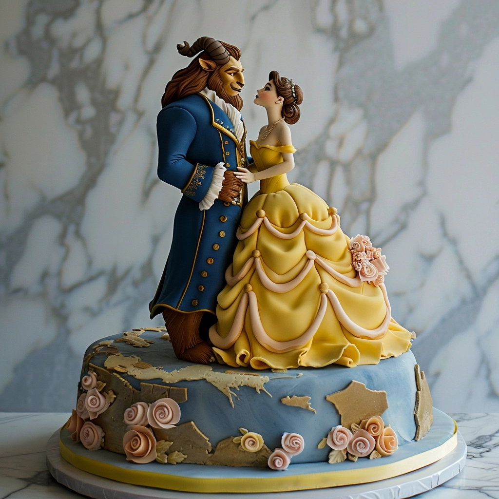 Pastel de La Bella y la Bestia para Quinceañera