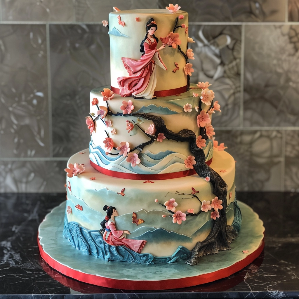 Pastel de Mulan para Quinceañera