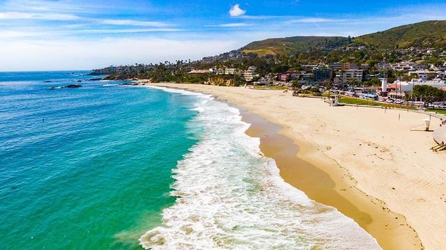 A view of Crystal Cove State Park, showcasing a beautiful beach with abundant water