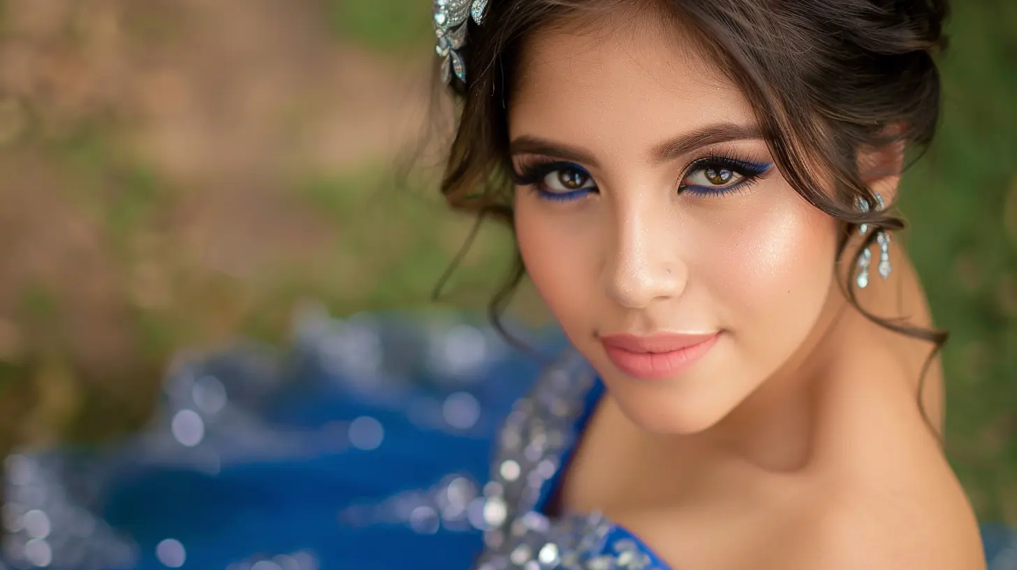 maquillaje de ojos para vestido azul de quince